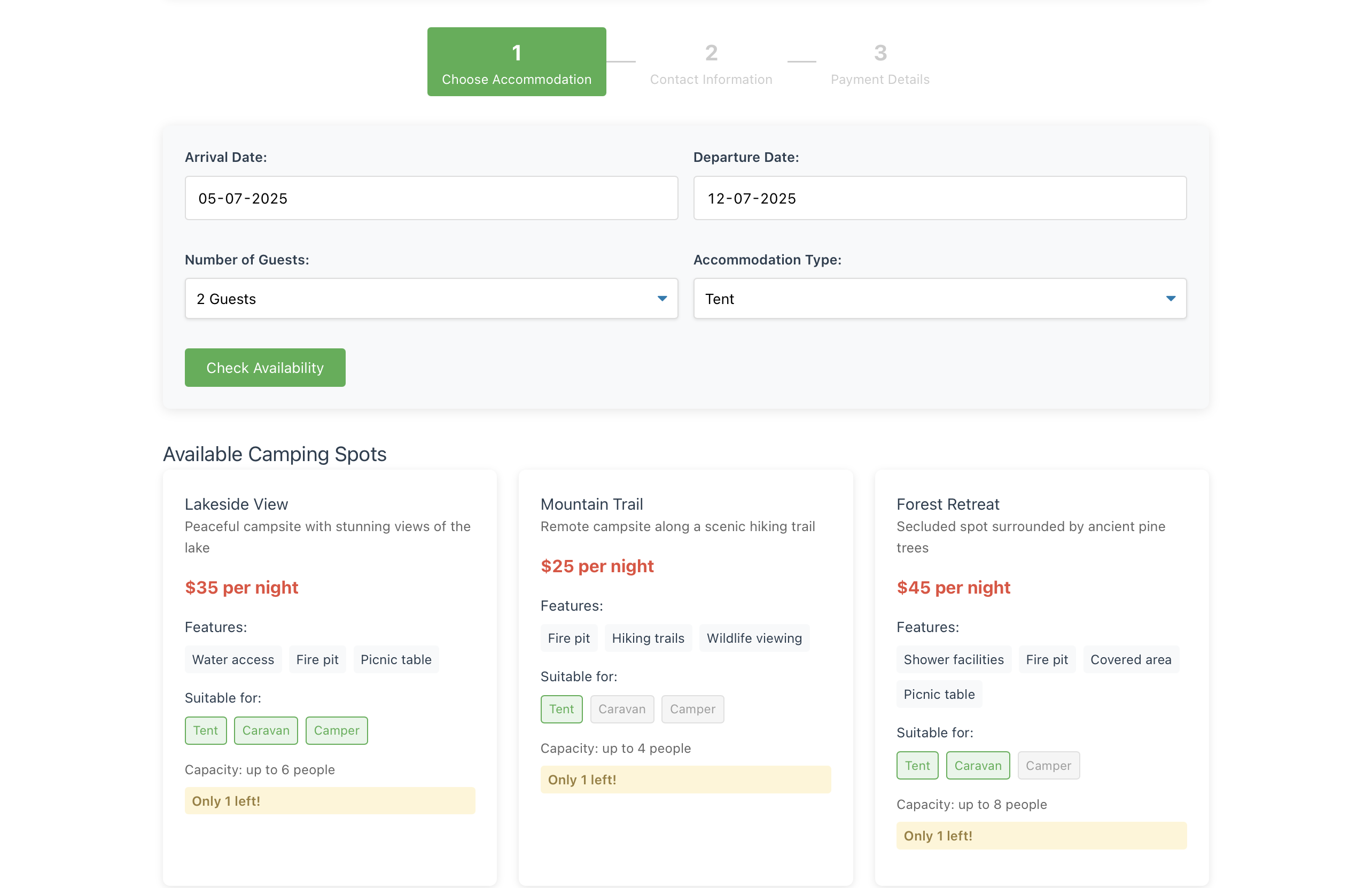 Booking Widget Screenshot